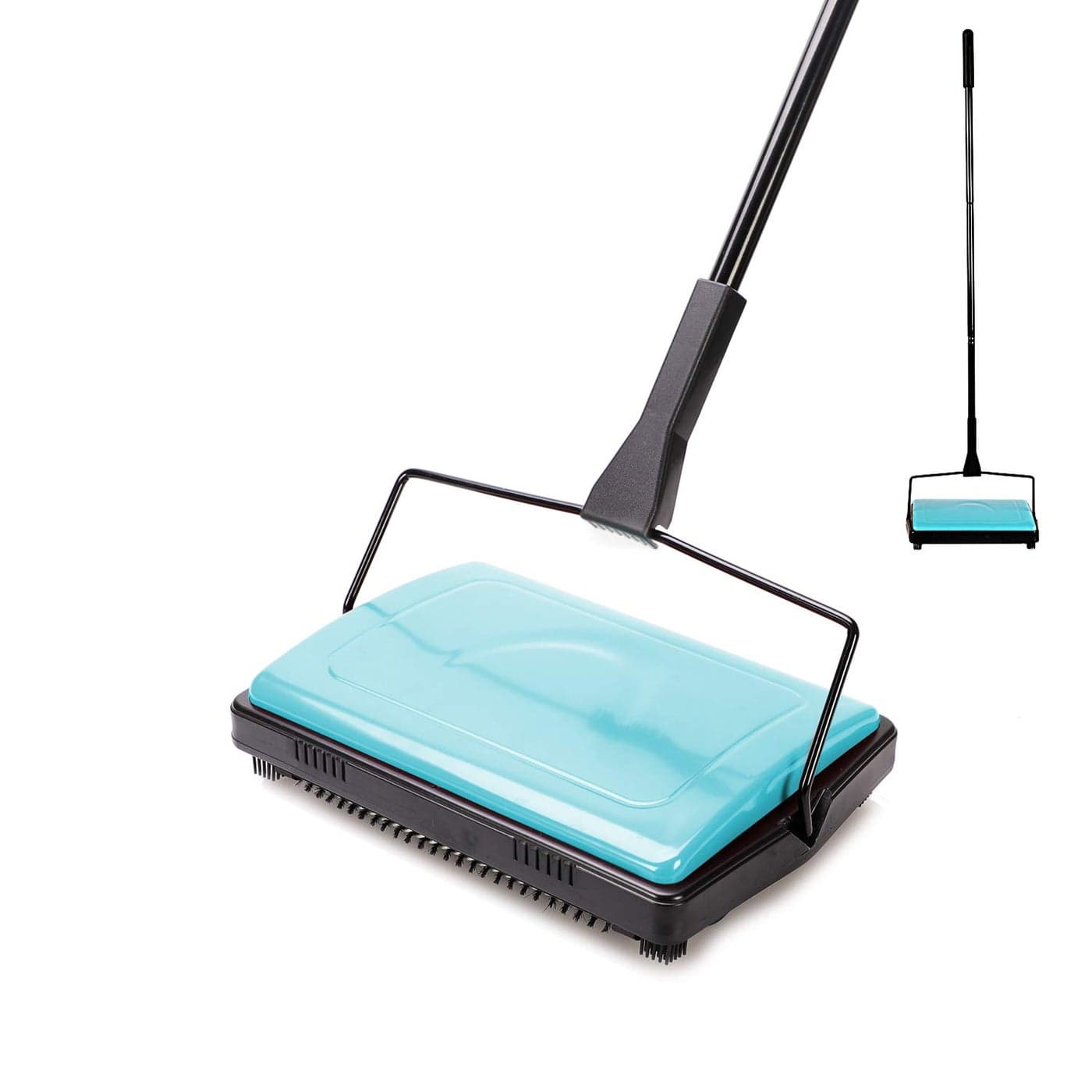 Yocada Carpet Sweeper Cleaner for Home Office LowUndercoat Carpets Rugs Pet Hair Dust Scraps Paper Small Rubbish Cleaning with a Brush Blue