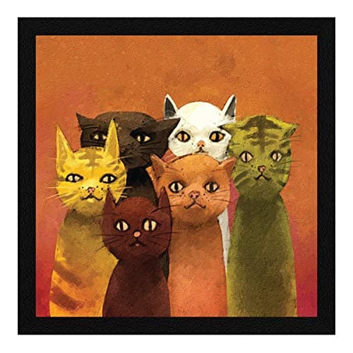 ArtX Paper Cats Wall Art Painting, Multicolor, Animal, 13X13 in, Set of 1