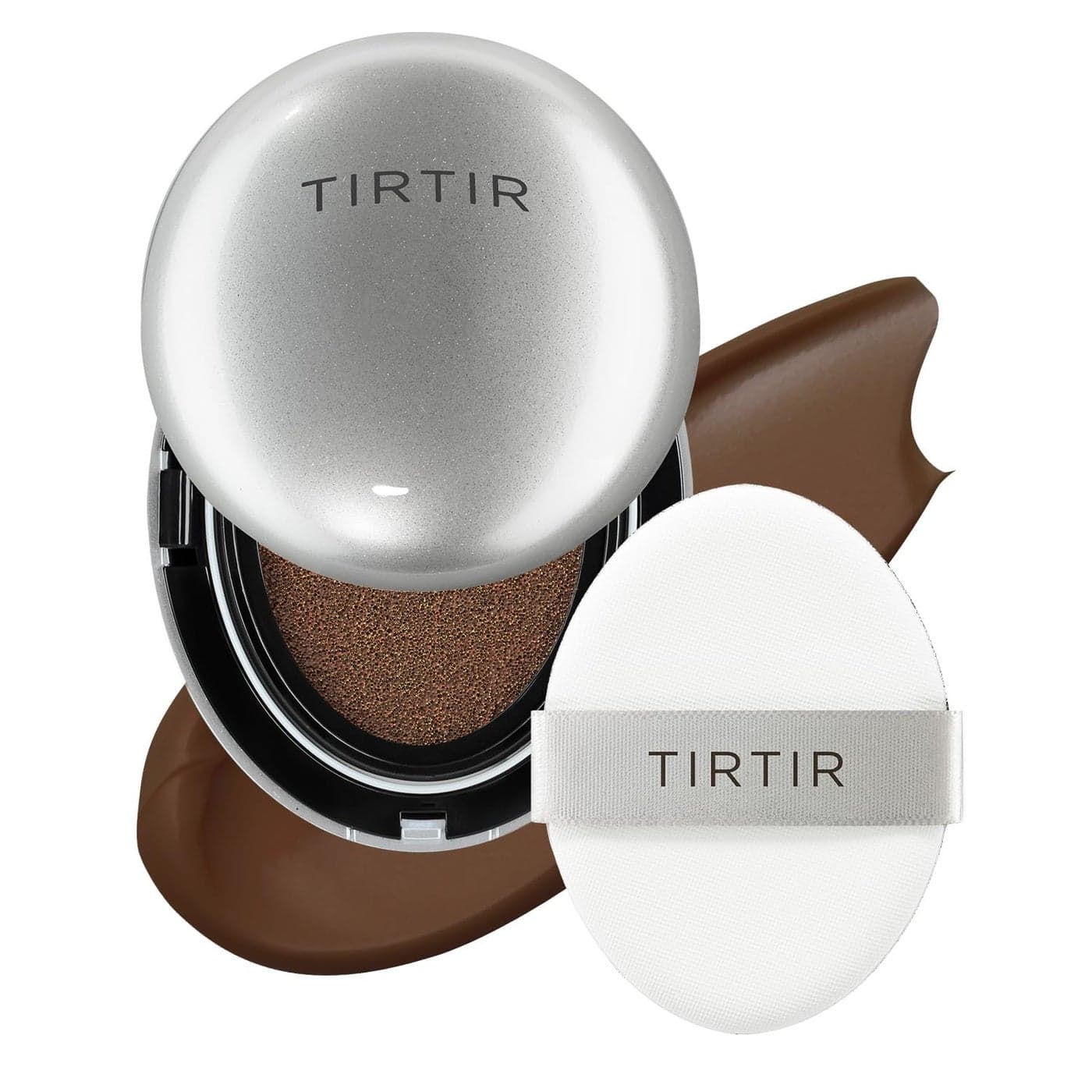 TIRTIR Mask Fit Aura Silver Cushion Foundation Semiglow Finish Natural Coverage Moisturizing Lightweight Korean cushion foundation 51N Fudge Full Size 063 Fl Oz