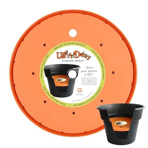 Bloem Ups-A-Daisy 12" Round Orange Resin Planter Pot Lift Insert with Drainage Holes
