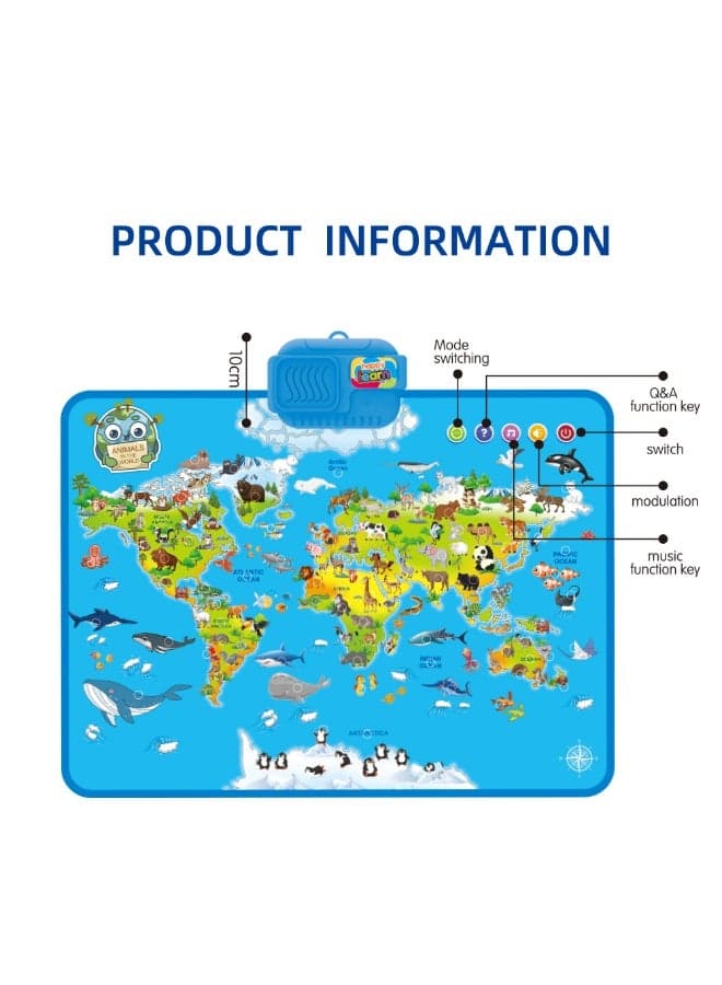 Children Animal Audio Wall Chart Story Machine ,Kids English Sound Mat ,Baby Early Education Enlightenment Talking Poster ,Talking Point Reading Audio,Parent-Child Interactive Toy ,Foldable Easy Storage 56*41 cm