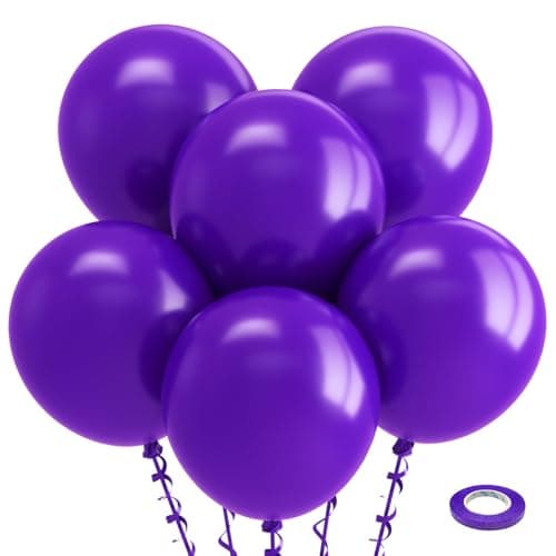 Bezente Dark Purple Latex Party Balloons 30 Pack Large Thick Purple Balloons Big Round Purple Latex Balloons for Graduation Halloween Wedding Birthday Party Decorations