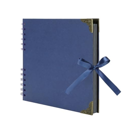 LOYAL BOOK Scrapbook (8 x 8 inch) Scrapbook Album 60 Pages Ideal for Your DIY Scrapbooking Albums Wedding and Anniversary Family Photo Album (dark blue)