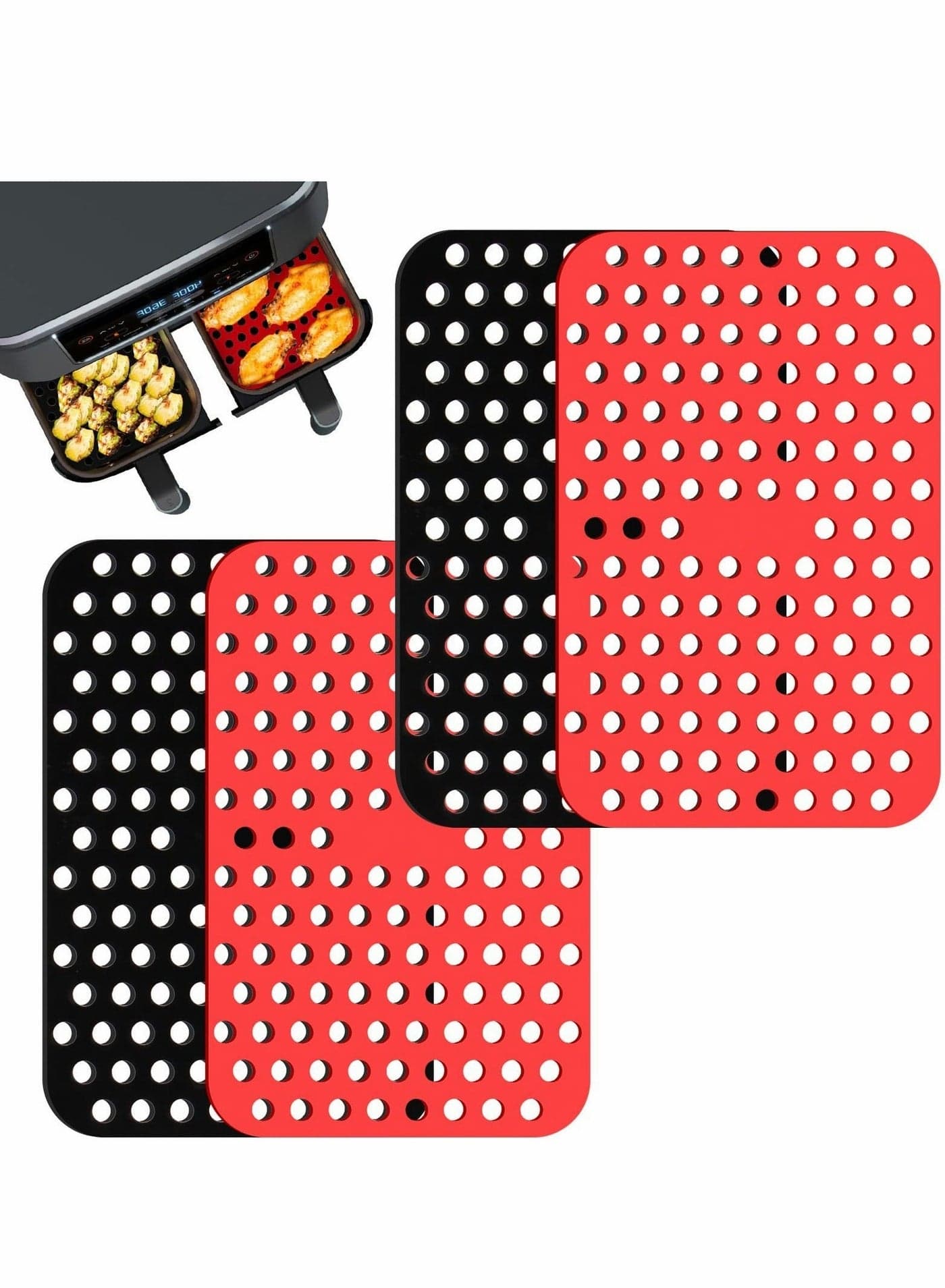 Air Fryer Reusable Liners for Ninja Foodi Dual DZ201, 4 Pcs Easy Clean Accessories, Non Stick