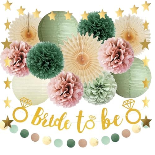Dusty Pink and Sage Green Bridal Shower Decorations Olive Green and Pink Bachelorette Party Decorations Sage Green and Dusty Rose Bride to Be Banner Gold Kit for Women Engagement Party Blush Rose