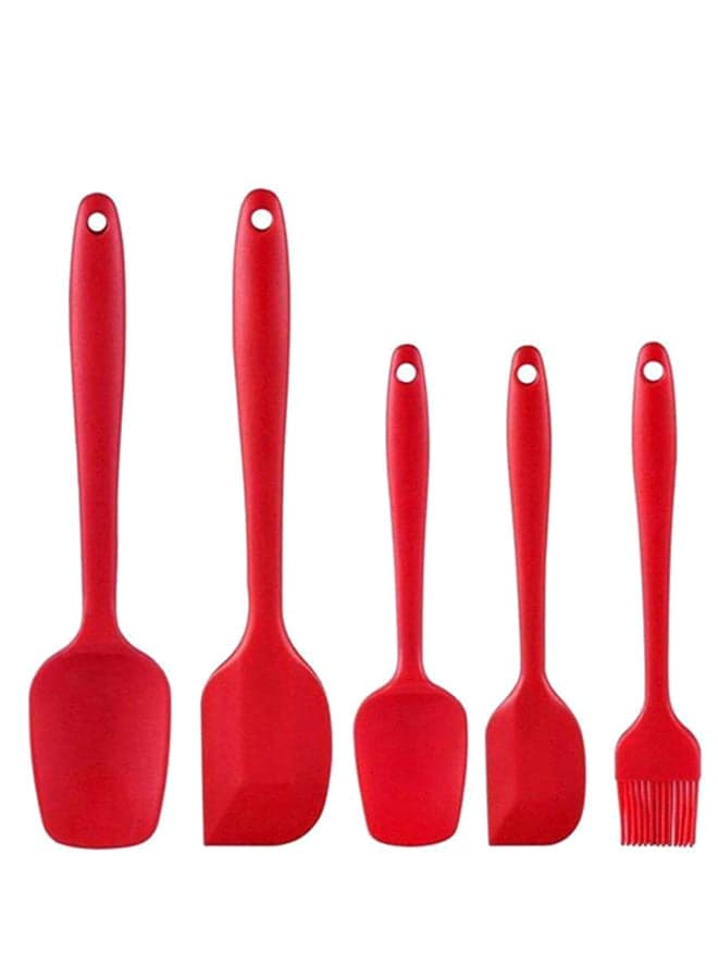 5-Piece Baking Scraper Shovel Spatula Set Red