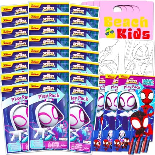 Marvel Spider Girl Gwen Stacy Mini Party Favors Set for Kids Bundle with 24 GhostSpider Gwen Play Packs with Coloring Pages Stickers More Spidergirl Birthday Party Supplies