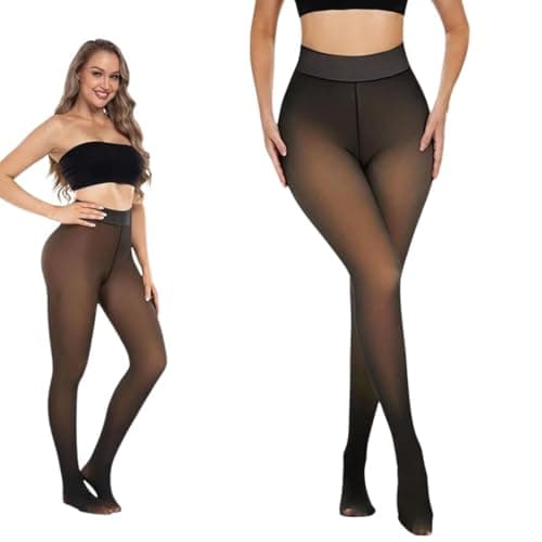Kaththai Fleece High Rise Leggings for Women Ultimate Warm Thermal Wear, Soft Touch Woolen Skinny Thicken Fake Translucent Tights Fleece Leggings(Free Size)(Waist:26 to 34Inch) (Fake Translucent)
