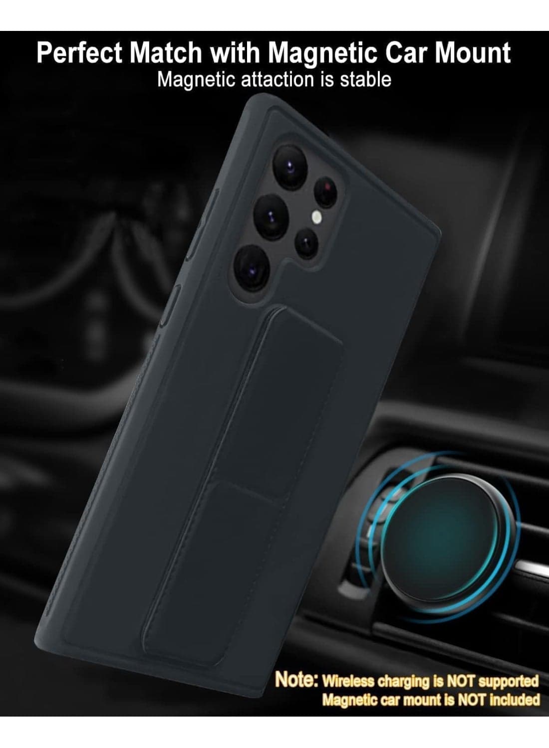 Compatible with Samsung Galaxy S22 Slim Hard Silicone Gel Rubber Premium TPU Fold-able Magnetic Kickstand