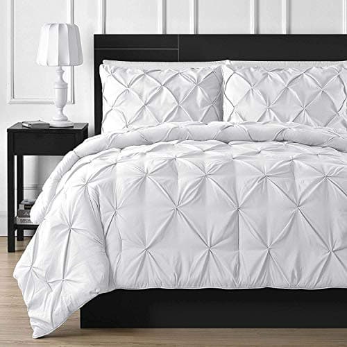 Luxuriate Hotel 1000-TC Hypoallergenic Ultra Soft design 100% Egyptian Cotton 90X90" inch Full/Full XL/ Queen Size White Solid Pinch Plated Duvet Cover With Zipper Colser & 2pcs Pillow Case Set