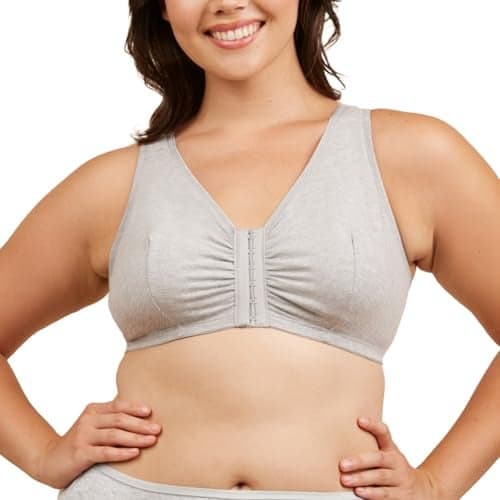 Leading Lady Women's Plus Size Sleep Leisure Cotton Bra, Heather Grey, 50 A/B