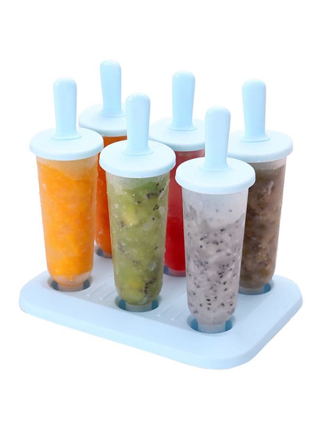 6-Piece Ice Cream Popsicle Molds Blue 17x12x15.5cm