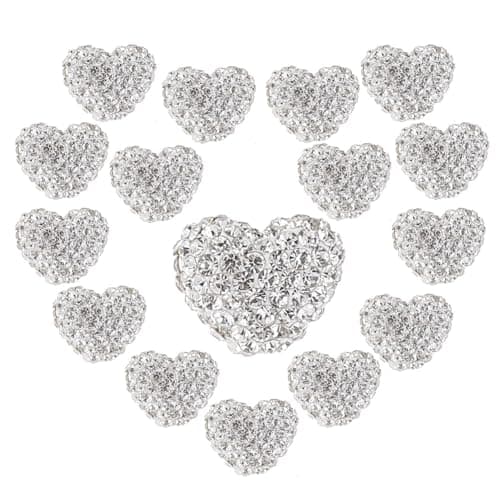 PH PandaHall 16pcs Heart Rhinestone Crystal Disco Ball Craft Love Beads Diamond for Bracelet Necklace Earring Christmas Jewelry Making 10x12mm