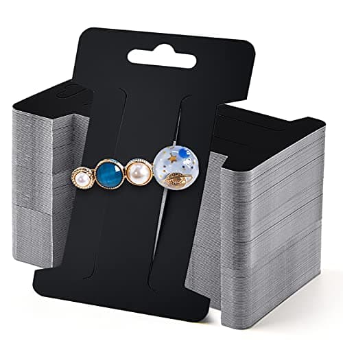 Mototo 200 PCS Hair Clip Bow Display Cards Hair Barrettes Jewelry Display Holder Rectangle Paper Cardboard for Hair Accessories Display and Organizing, 4 x 2-12 Inches (Black)