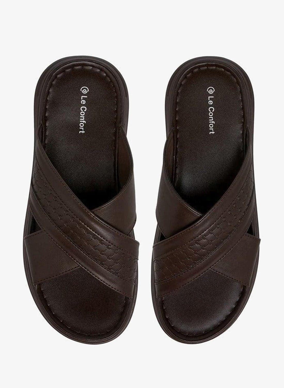 Logo Embossed Cross Strap Slip-On Sandals