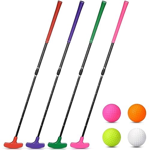 Hiboom 4 Pack Golf Putters for Men and Women Two Way Mini Golf Putter with 4 Balls Adjustable Length Putter Bulk Right or Left Handed Golfers