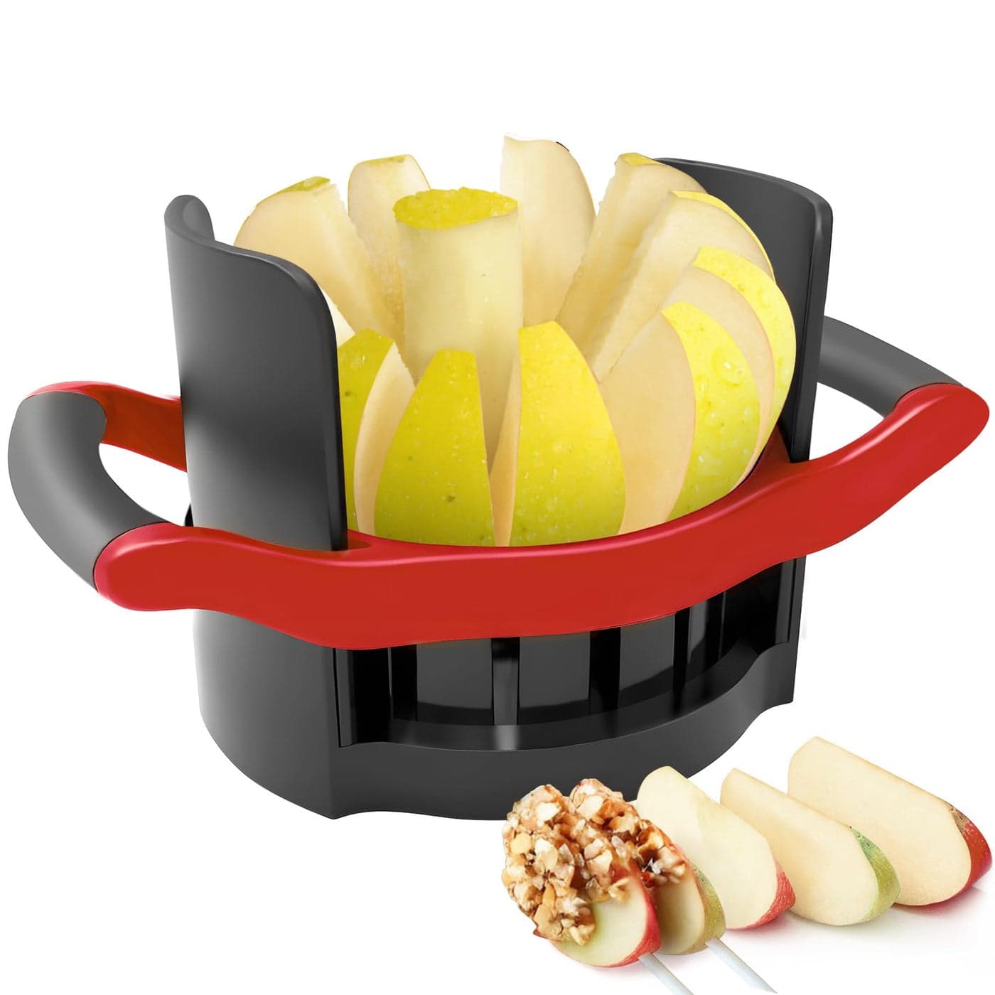 Newness 512 In Large Apple Slicer Cut 12 Thin Slices All the Way Through HEAVY DUTY Stainless Steel Apple Corer Slicer for Fruits Vegetables Dishwasher Safe