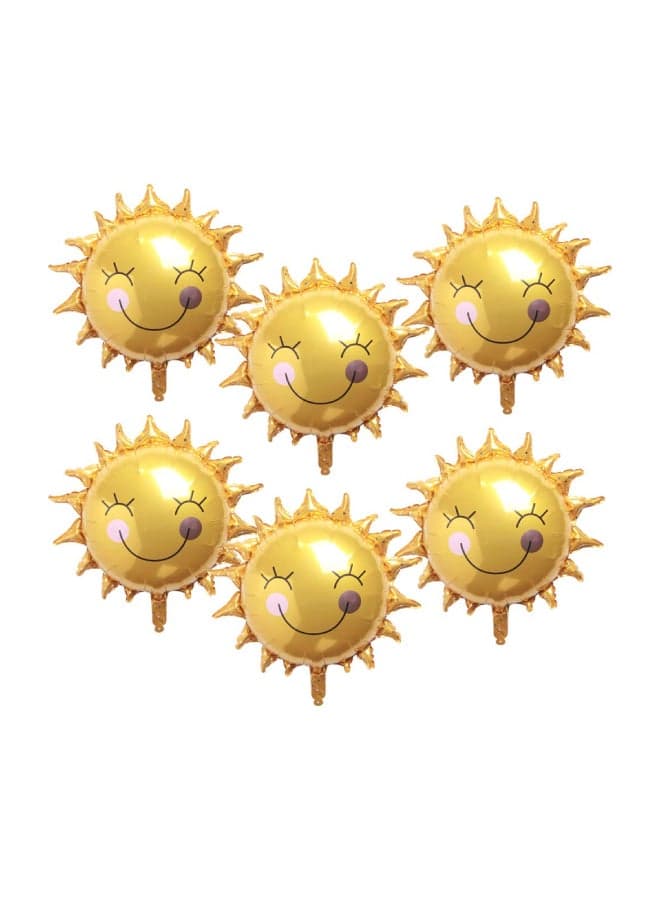 6-Piece Shining Sun Smile Helium Foil Balloon 26inch