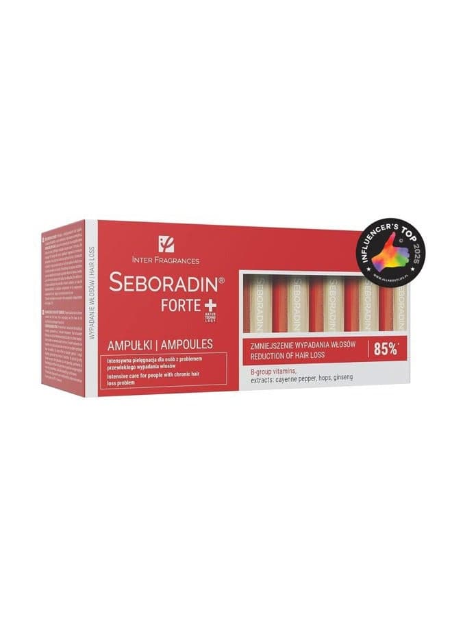 Seboradin Forte Hair Growth Serum, Anti Hair Loss Serum, Chronic Hair Loss and Thinning Treatment, With Natural Extracts and Vitamins, (14 Ampoules - 14 days)