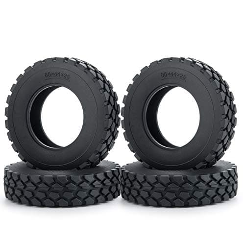RCHub 4pcs RC Rubber Tires Wheels Tires for 114 Tamiya Tractor Trucks Trailer RC Car 25mm