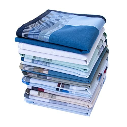 CoCoUSM Assorted Pack of Mens Woven Cotton Striped Handkerchiefs Hankies Pack of 6