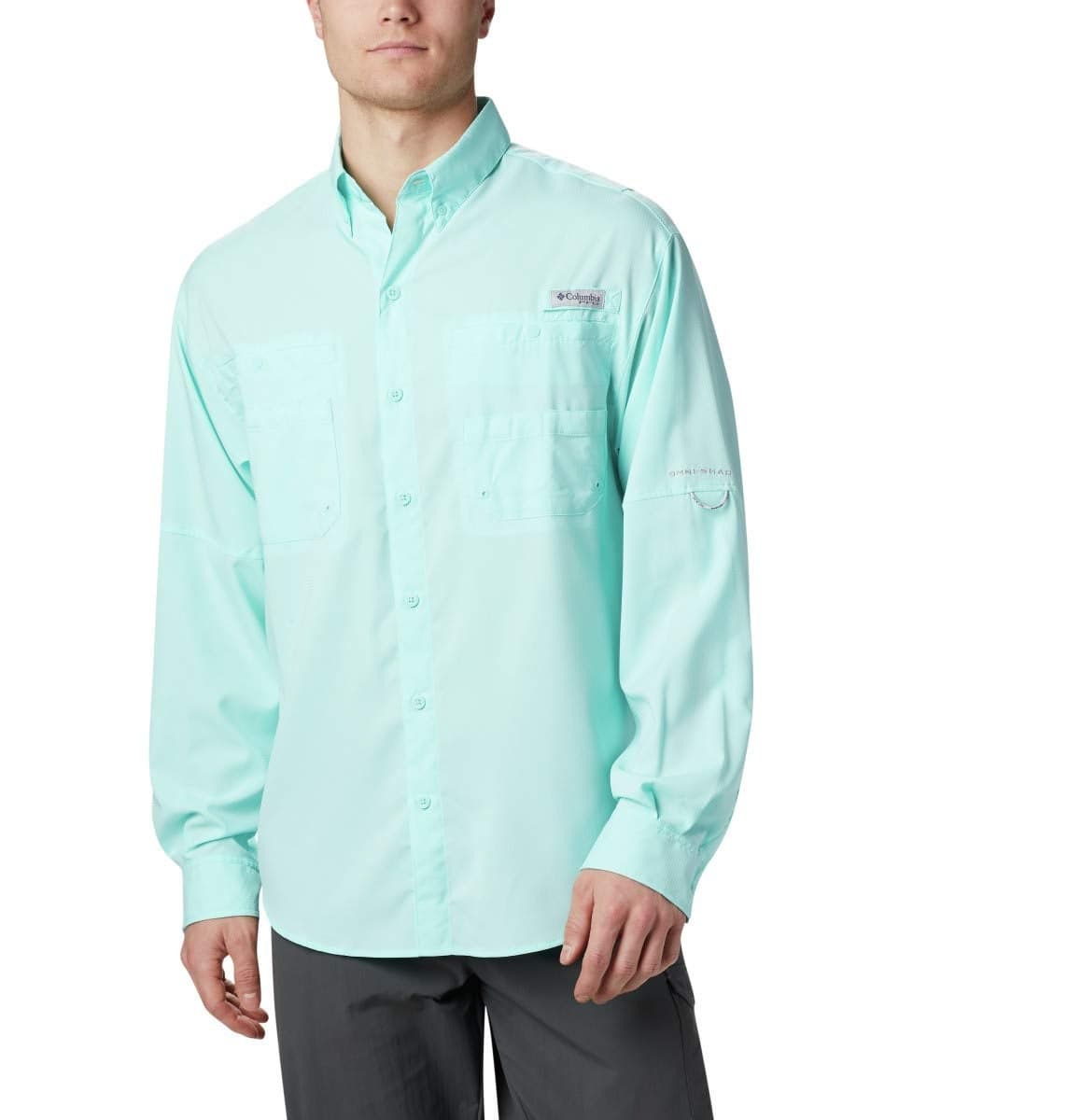 Columbia Mens PFG Tamiami Long Sleeve Fishing Shirt, Gulf Stream, XX-Large