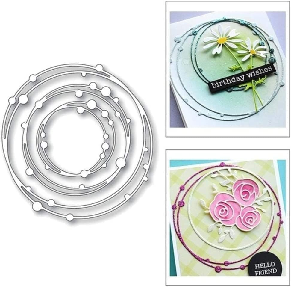 3D Spotted Line Circle Nesting Frame Metal Cutting Die Circle Lace Die Cutting DIY Craft Die Cutter Set Cutting Dies for Making Cards Scrapbook Albums DieCutting and Embossing