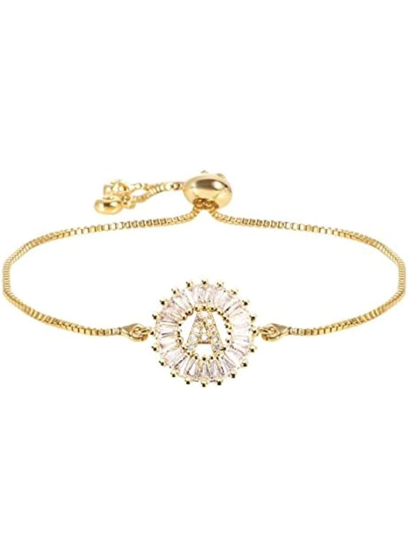 Gold Bracelets for Women, Adjustable Initial Letter Bracelet Gold Plated Bracelet with Zircon Exquisite Bracelets Gift for Women Girls
