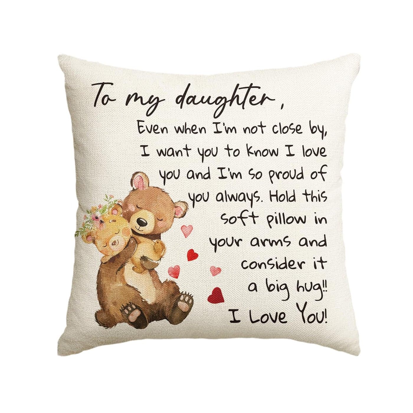 AVOIN colorlife to My Daughter Throw Pillow Cover 18 x 18 Inch Christmas Daughter Gift Lady Girls Birthday Cushion Case from Mum Dad