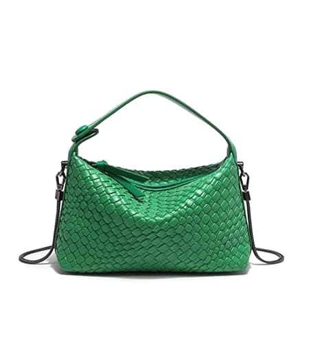 Sweetovo Hobo Bag for Women Vegan Leather Small Tote Crossbody Shoulder Purse Woven Pattern Top Handle Handbag Satchel with Detachable Metal Chain