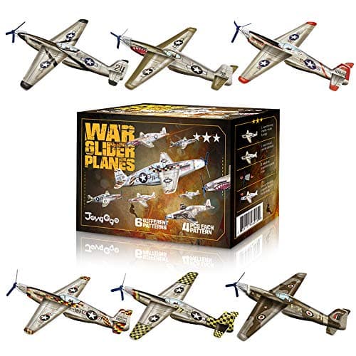 JOYGOGO 24 Pack War Glider Planes Toy Glider Plane 6 Different Designs Party Favors for Kid Easy Assembly Valentines Airplanes Birthday Party Favor Carnival Prizes