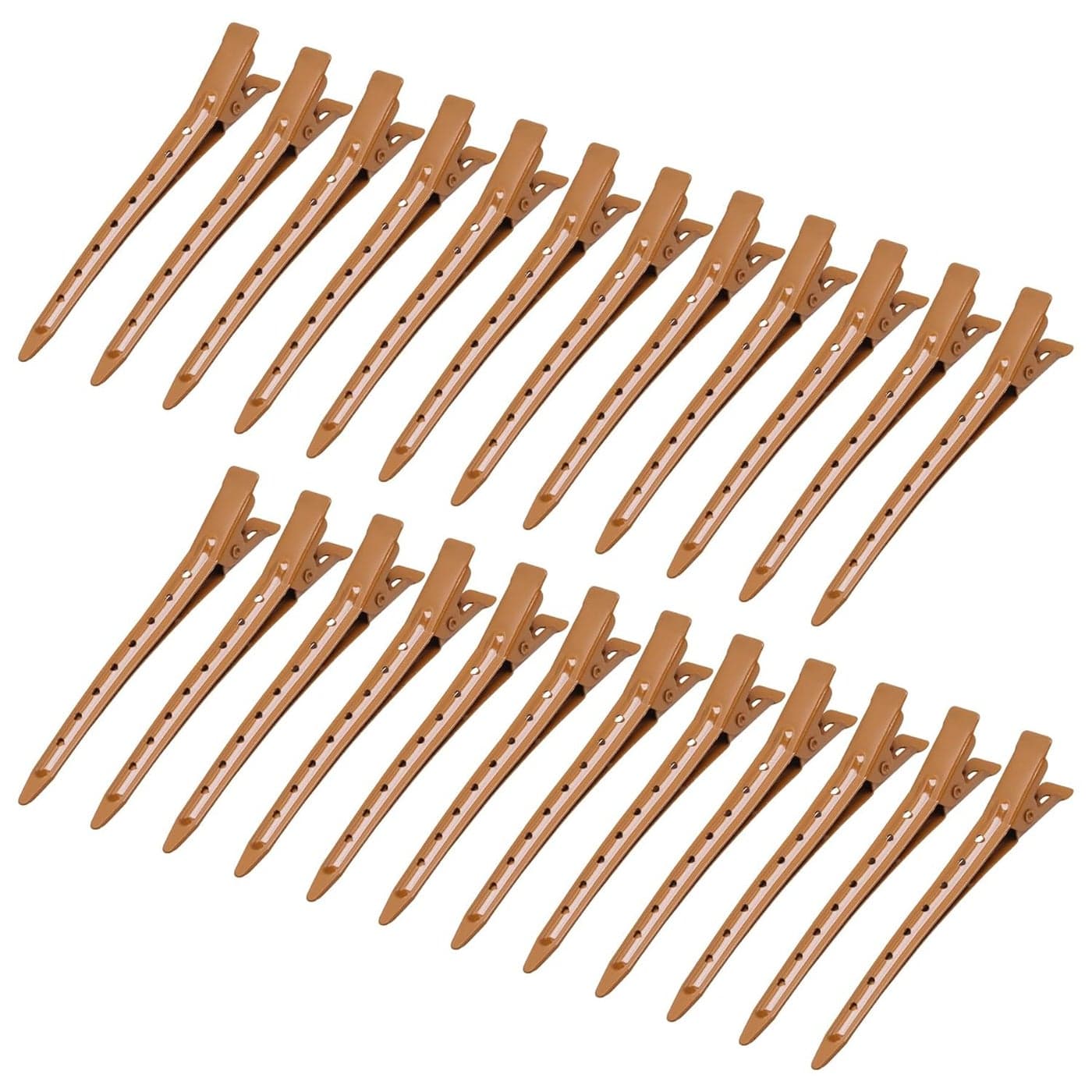 24 Packs Duck Bill Clips Bantoye 335 Inches Rustproof Metal Alligator Curl Clips with Holes for Hair Styling Hair Coloring Brown