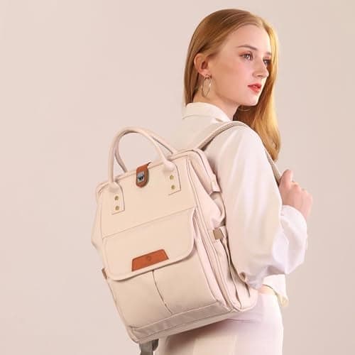 StarAndDaisy Baby Diaper Bag for Mothers/Moms Travel Maternity Backpack with Insulated Bottle Pockets, Multi Compartments, Waterproof, Lightweight & Travel Friendly (Beige)