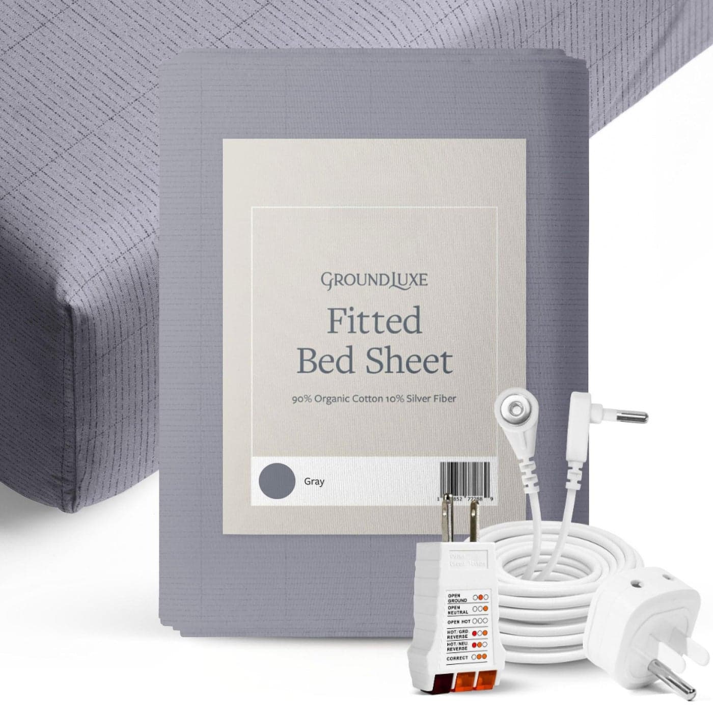 GroundLuxe Organic Fitted Grounding Sheet in Gray for a King Size Bed
