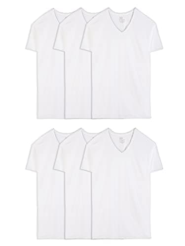 Fruit of the Loom Men's V-Neck Undershirts, Moisture Wicking & Tag Free, Also Available Sizes, Tall Man-White-6 Pack, XX-Large Tall