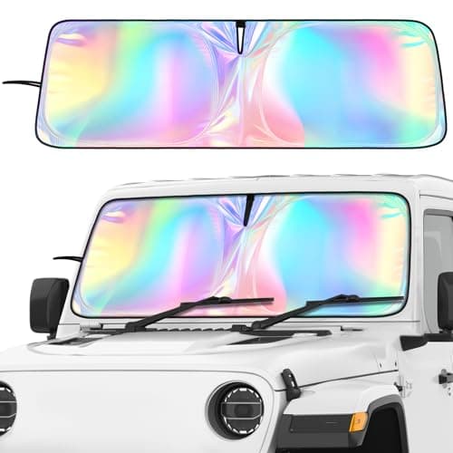 DaisyInner Windshield Sun Shade Compatible with Jeep Jk Jku Jl Jlu 19972025 and Compatible with Gladiator Jt 20202025 Foldable Windshield Sun Visor Blocks UV RaysLaser165 X 525