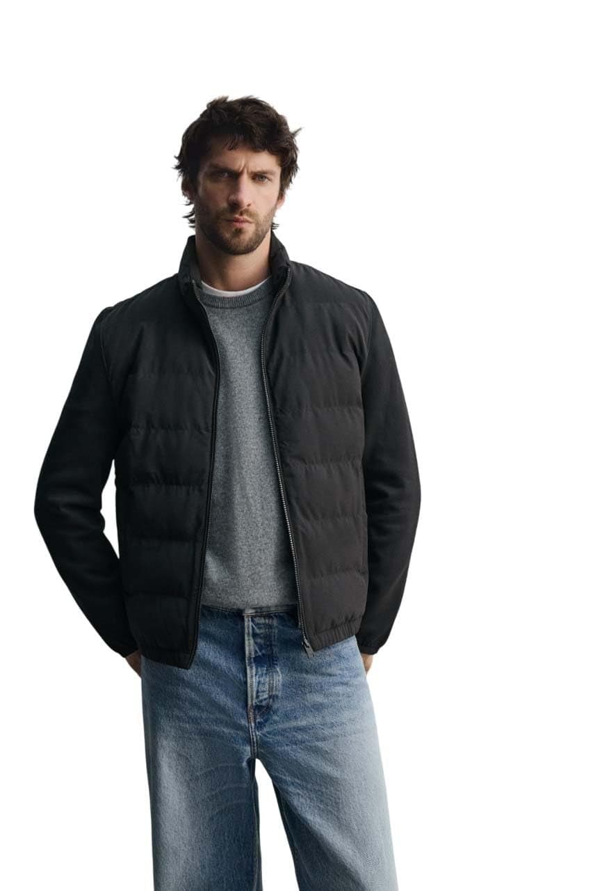 KOTTY Men’s Black Quilted Puffer Jacket Lightweight Winter Wear with Zip Closure-KTTMENSPUFFERJACKET47S