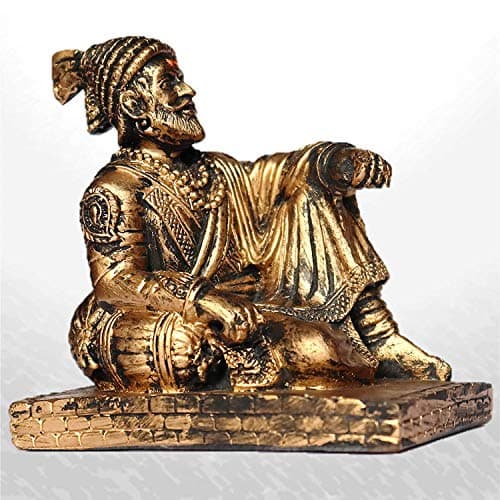 S2S Fiber Chatrapati Shivaji Maharaj Idol Murti Statue for Home ,Office Decor Gift Item Collectible Handicraft Art, Size -9x6x10 CM | Gold( Copper,Pack of 1)