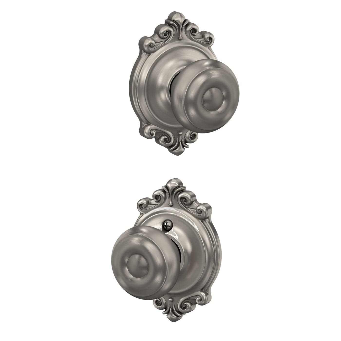 SCHLAGE F10 GEO 619 BRK Brookshire Collection Georgian Passage Knob Satin Nickel