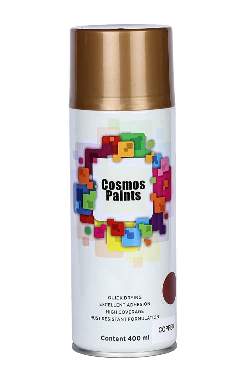 Cosmos Paints Metallics 140 Copper Spray Paint, Gloss Finish (400 Ml) | Quick Dry & No-Drip Wide Spray Cap System For Cars, Bikes & Metal, Wood, Plastic, Diy, Home Décor, Art & Craft