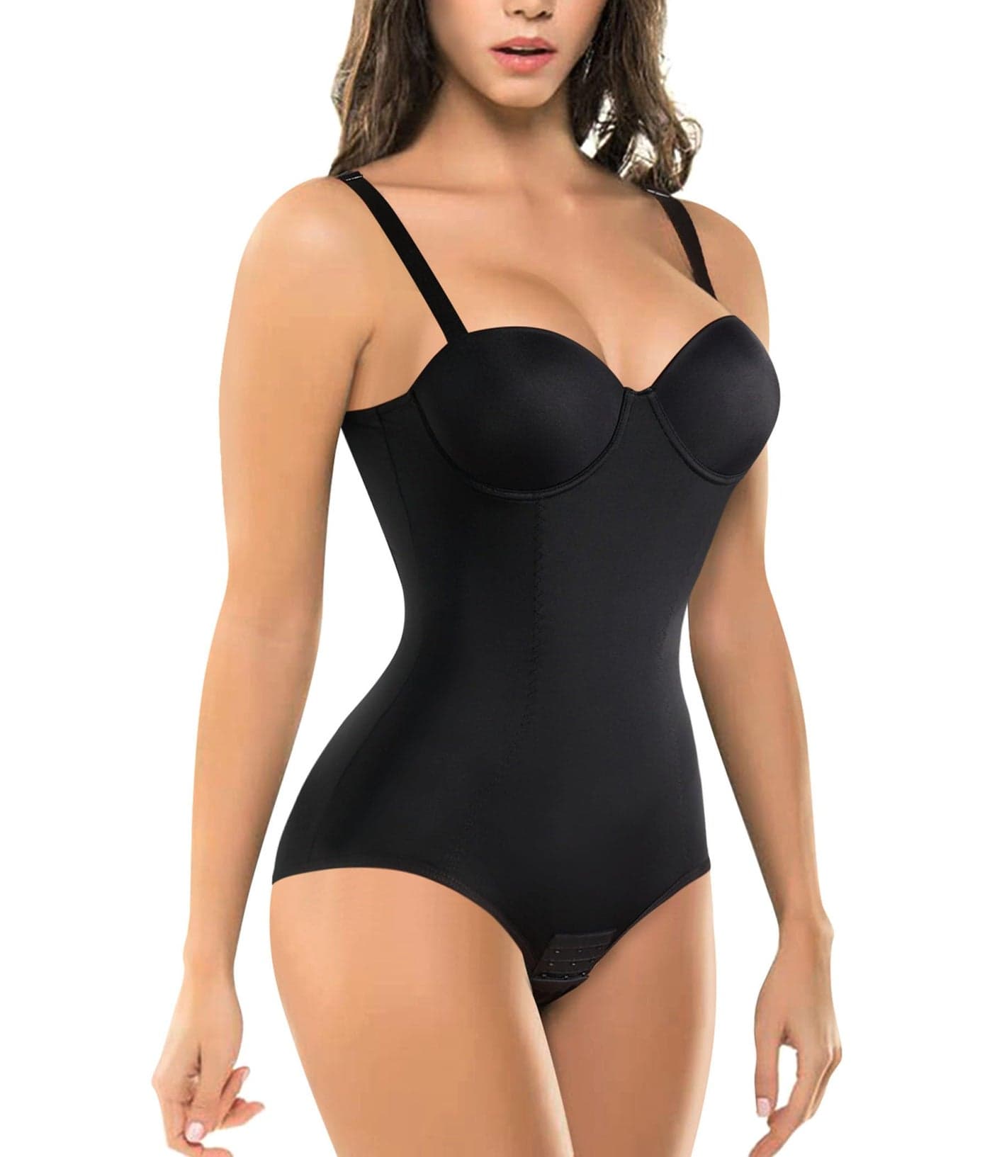BRABIC Bodysuit Shapewear for Women Tummy Control Dress Backless Bodysuit Tops Body Shaper with Builtin Bra Black 1XLarge