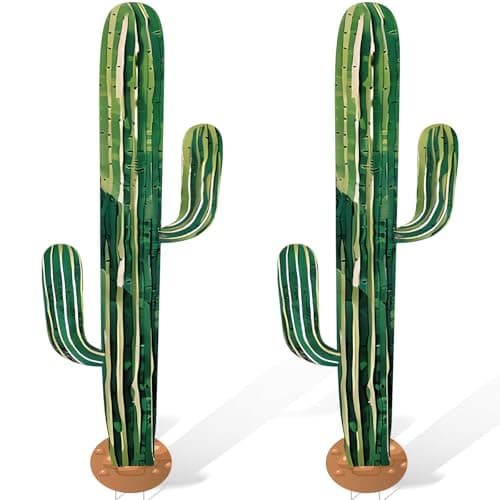 Memorywuu 2 Pcs 3.3 Feet Large Boho Cactus Yard Stakes Signs Western Cowboy Party Jointed Cactus Sign Tropical Cacti Bohemian Green Botanical Decorations for Classroom Bedroom(Realistic Style)