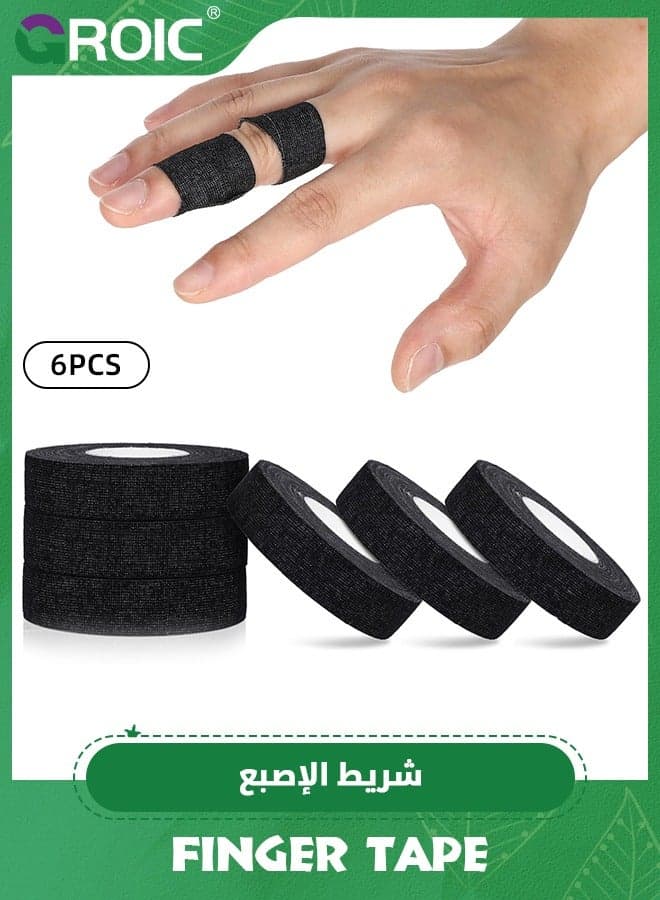 6 Rolls Athletic Tape, Finger Tape, Extra Strong Adhesive Easy Tear No Sticky Residue Tape for Athlete & First Aid Injury Wrap, Suitable for Bats, Tennis, Gymnastics & Black