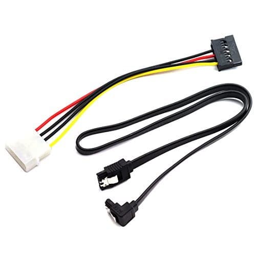 DZS Elec 1x 4 Pin IDE Power Adaptor: Molex Male to SATA Female HDD Cable + 1x SATA III Data Cable for DIY HDD Power & Data Transmission