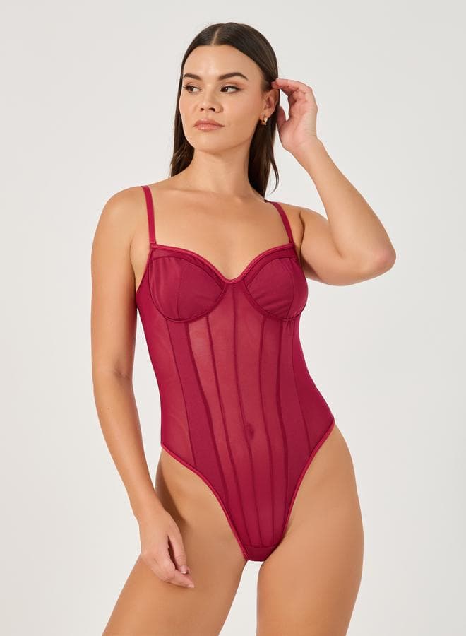 Mesh Panel Underwired Bodysuit