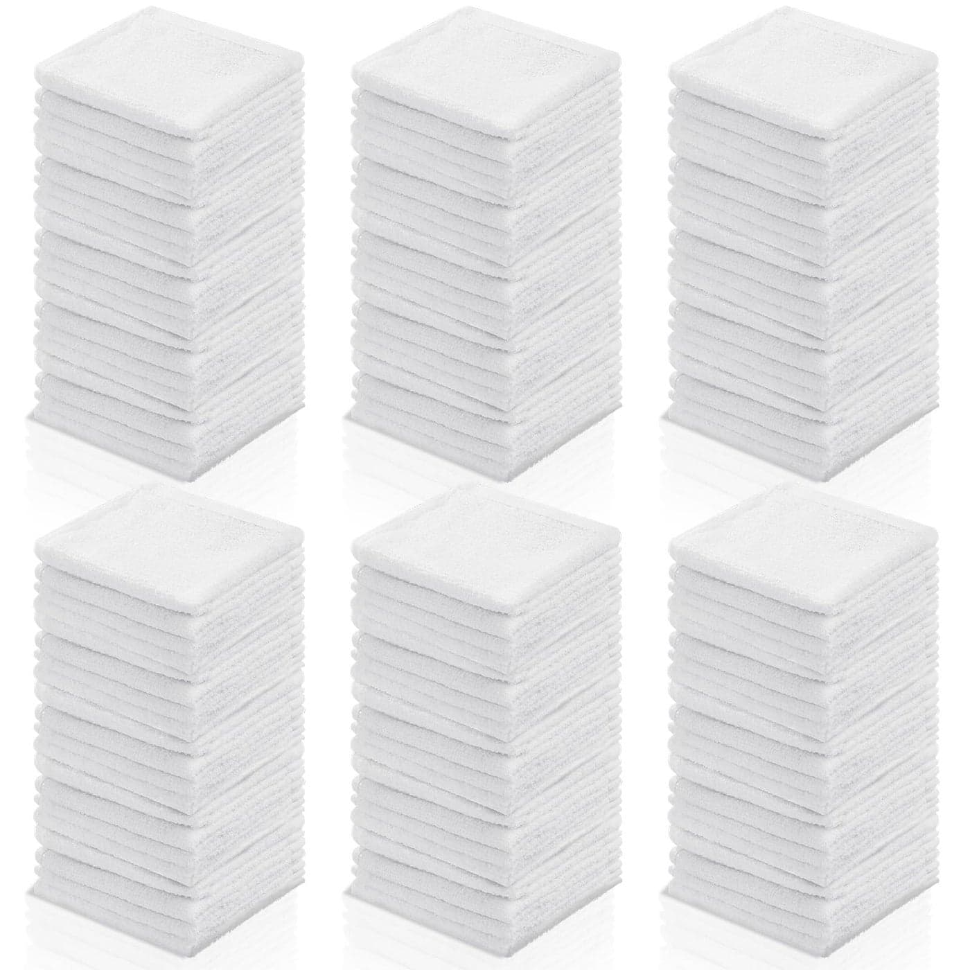 Oudain 200 Pcs White Cleaning Cloths Bulk Reusable Cleaning Rags Cotton Washcloths Absorbent Dishcloths Small Kitchen Rags Soft Bath Towels for Housekeeping 98 x 98 Inch
