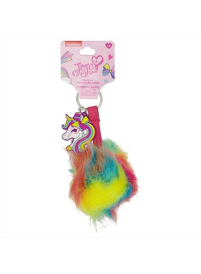 Unicorn Rainbow Pom Lip Gloss Keychain