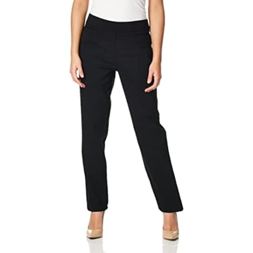 Briggs New York Womens Super Stretch Millennium Welt Pocket Pull On Career (Average & Short Length) Dress Pants, Black, 10 Short US