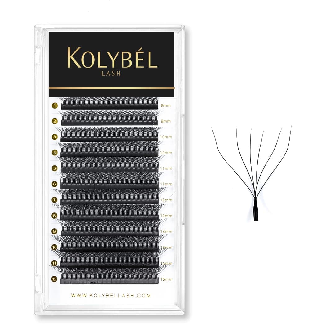 Kolybel W Eyelash Extension 6D Volume Premade Fan Lashes 007 D Curl 815mm Faux Mink Matte Black W Shaped Tips Soft Lightweight Lashes Supplies6D007D815mm