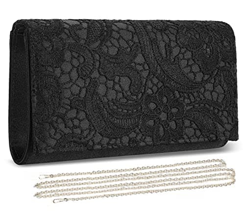 UBORSE Elegant Floral Lace Clutch Purses for Women Evening Handbag Envelope Clutch Bag Wedding Prom Party Purses Black